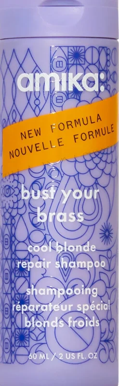 bust your brass cool blonde shampoo|amika New