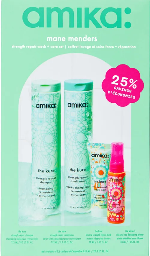 mane menders strength repair wash + care set|amika Sale