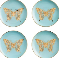 MARIPOSA COASTERS - SET OF 4 - BLUE/GOLD| Hot