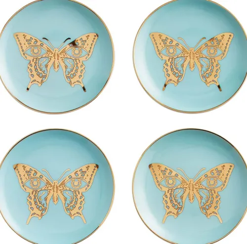 MARIPOSA COASTERS - SET OF 4 - BLUE/GOLD| Hot