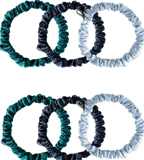 Skinny Scrunchie Set - Midnight Blue, Blue Belle & Green Sapphire|Drowsy Best