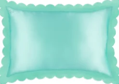 pure silk queen pillowcase with scalloped edge - turquoise|Slip Discount