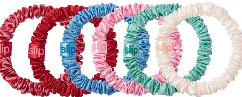 pure silk skinny scrunchies with complimentary pouch - high tide|Slip Outlet
