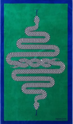 SNAKE PRINTED BEACH TOWEL - GREEN|Jonathan Adler