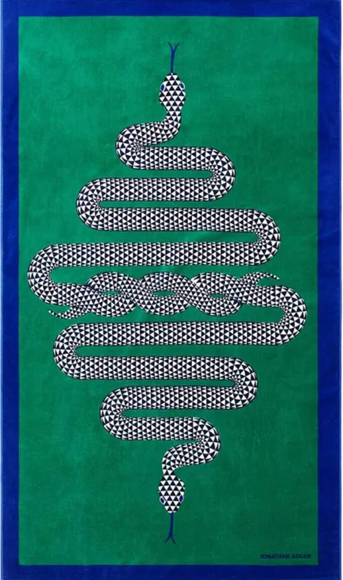 SNAKE PRINTED BEACH TOWEL - GREEN|Jonathan Adler